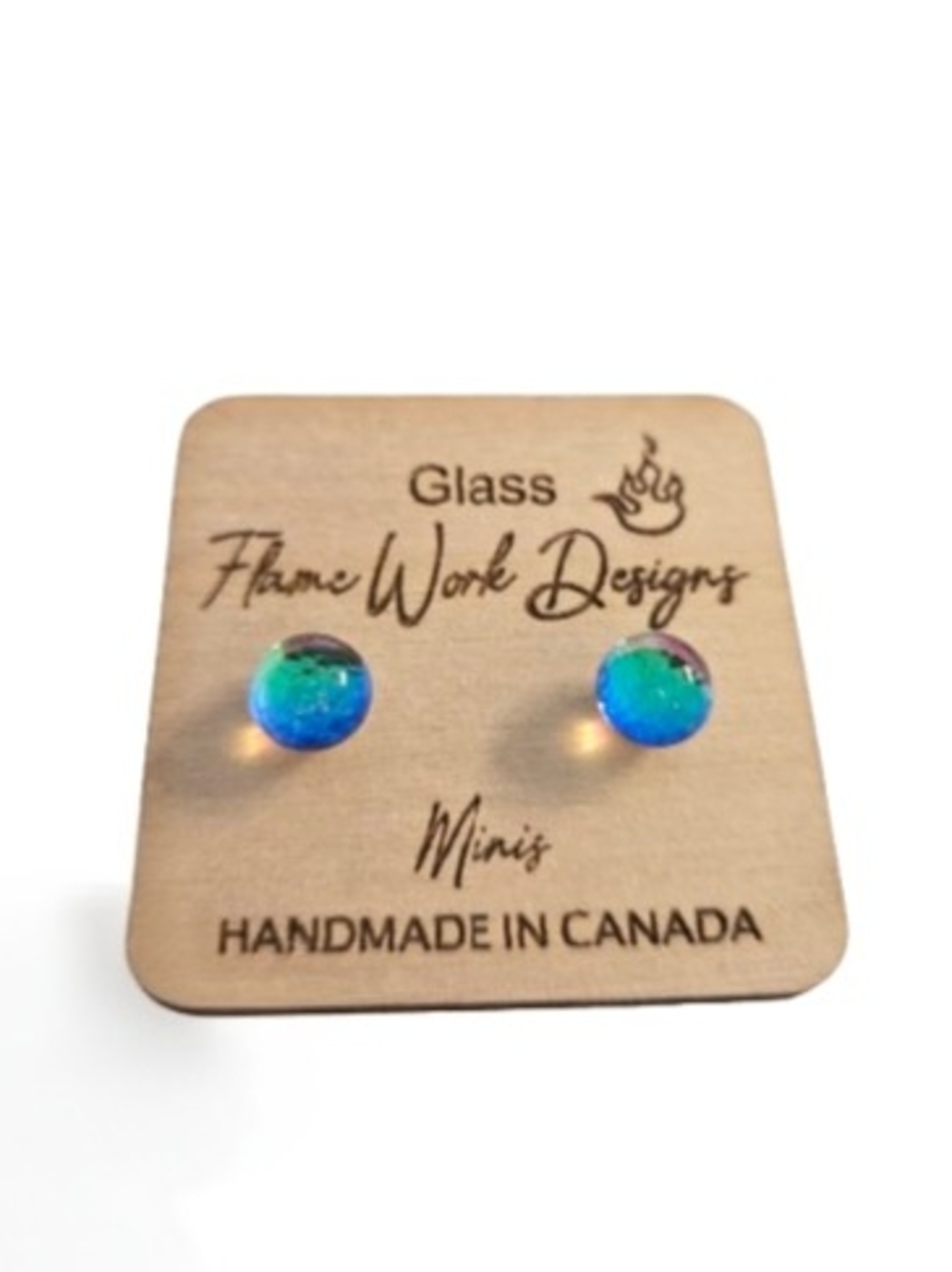 Blue-Green Handmade Glass Stud Earrings